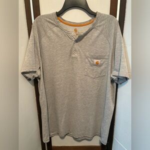 Carharrt Short Sleeve Grey T-Shirt with Buttons - Men’s - Size Large